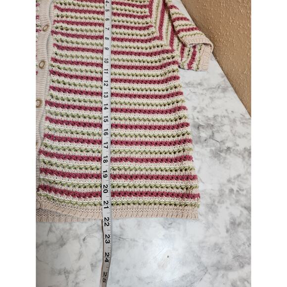 Liz Claiborne Women's Multicolor Stripe Short Sleeve Button‎ Front Cardigan Sz L - Picture 5 of 5